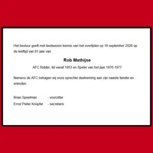 Rob Mathijse overleden
