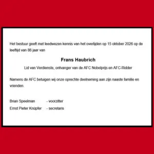 Frans Haubrich overleden